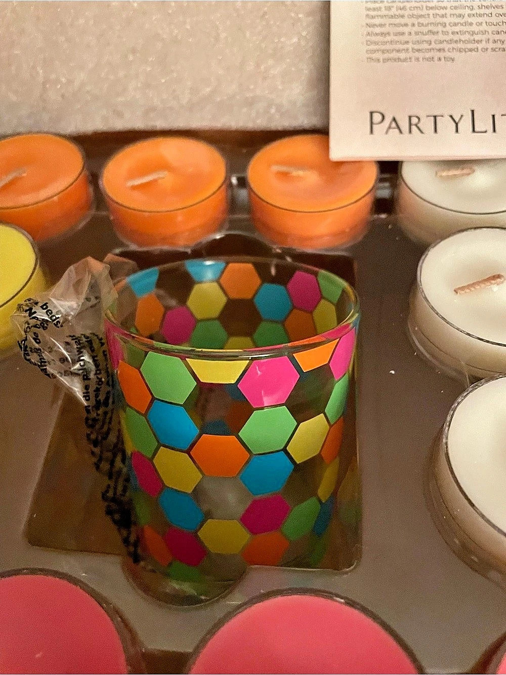 PartyLite Summer Sun Geometric Candle Holder Set NIB Complete - Picture 2 of 5
